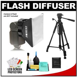 Zeikos Universal Soft Box Flash Diffuser with Deluxe Photo/Video Tripod + Accessory Kit - Digital Cameras and Accessories - Hip Lens.com