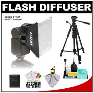 Zeikos Universal Soft Box Flash Diffuser with Deluxe Photo/Video Tripod + Nikon Cleaning Kit - Digital Cameras and Accessories - Hip Lens.com