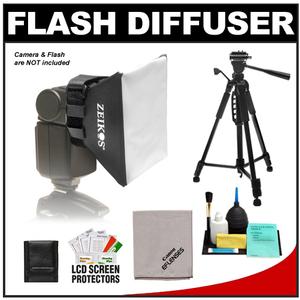 Zeikos Universal Soft Box Flash Diffuser with Deluxe Photo/Video Tripod + Canon Cleaning Kit - Digital Cameras and Accessories - Hip Lens.com