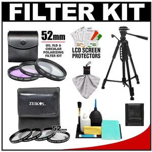 Zeikos 4-Piece +1 +2 +4 +10 Close-Up Macro Filter Set with Case (52mm) & 3 Multi-Coated (UV/FLD/CPL) Glass Filter Kith with Photo/Video Tripod + Accessory Kit - Digital Cameras and Accessories - Hip Lens.com