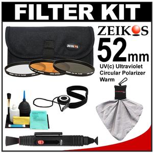 Zeikos 3-Piece Ultra Slim Pro Glass Filter Kit (52mm UV/Warming/CPL) with Pouch with Lenspen + Spudz + Cleaning Kit - Digital Cameras and Accessories - Hip Lens.com