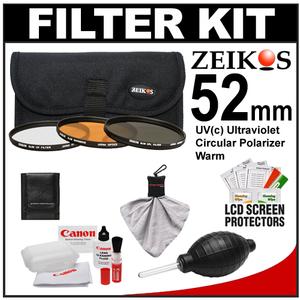 Zeikos 3-Piece Ultra Slim Pro Glass Filter Kit (52mm UV/Warming/CPL) with Pouch with Canon Cleaning + Accessory Kit - Digital Cameras and Accessories - Hip Lens.com