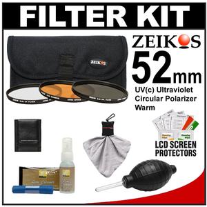 Zeikos 3-Piece Ultra Slim Pro Glass Filter Kit (52mm UV/Warming/CPL) with Pouch with Nikon Cleaning + Accessory Kit - Digital Cameras and Accessories - Hip Lens.com