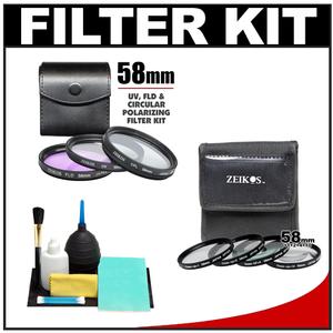 Zeikos 4-Piece +1 +2 +4 +10 Close-Up Macro Filter Set with Case (58mm) & 3 Multi-Coated (UV/FLD/CPL) Glass Filter Kit with Cleaning Kit - Digital Cameras and Accessories - Hip Lens.com