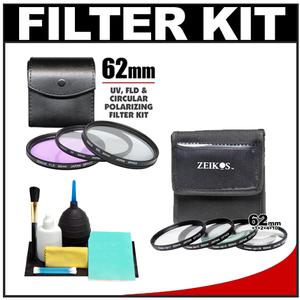 Zeikos 4-Piece +1 +2 +4 +10 Close-Up Macro Filter Set with Case (62mm) & 3 Multi-Coated (UV/FLD/CPL) Glass Filter Kit with Cleaning Kit - Digital Cameras and Accessories - Hip Lens.com