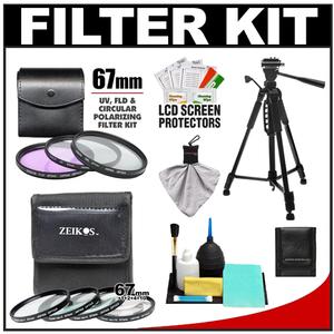Zeikos 4-Piece +1 +2 +4 +10 Close-Up Macro Filter Set with Case (67mm) & 3 Multi-Coated (UV/FLD/CPL) Glass Filter Kit with Photo/Video Tripod + Accessory Kit - Digital Cameras and Accessories - Hip Lens.com