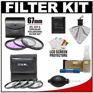 Zeikos 4-Piece +1 +2 +4 +10 Close-Up Macro Filter Set with Case (67mm) & 3 Multi-Coated (UV/FLD/CPL) Glass Filter Kit with Nikon Cleaning + Accessory Kit - Digital Cameras and Accessories - Hip Lens.com