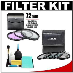 Zeikos 4-Piece +1 +2 +4 +10 Close-Up Macro Filter Set with Case (72mm) & 3 Multi-Coated (UV/FLD/CPL) Glass Filter Kit with Cleaning Kit - Digital Cameras and Accessories - Hip Lens.com