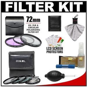 Zeikos 4-Piece +1 +2 +4 +10 Close-Up Macro Filter Set with Case (72mm) & 3 Multi-Coated (UV/FLD/CPL) Glass Filter Kit with Nikon Cleaning + Accessory Kit - Digital Cameras and Accessories - Hip Lens.com