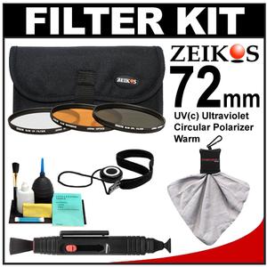 Zeikos 3-Piece Ultra Slim Pro Glass Filter Kit (72mm UV/Warming/CPL) with Pouch with Lenspen + Spudz + Cleaning Kit - Digital Cameras and Accessories - Hip Lens.com