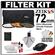 Zeikos 3-Piece Ultra Slim Pro Glass Filter Kit (72mm UV/Warming/CPL) with Pouch with Canon Cleaning + Accessory Kit