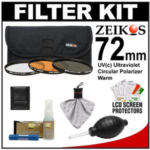 Zeikos 3-Piece Ultra Slim Pro Glass Filter Kit (72mm UV/Warming/CPL) with Pouch with Nikon Cleaning + Accessory Kit - Digital Cameras and Accessories - Hip Lens.com
