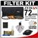 Zeikos 3-Piece Ultra Slim Pro Glass Filter Kit (72mm UV/Warming/CPL) with Pouch with Nikon Cleaning + Accessory Kit