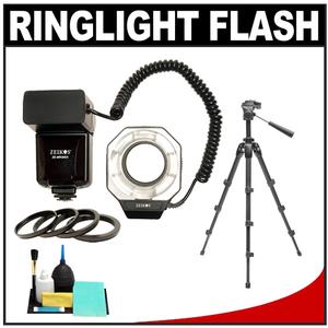 Zeikos Digital Macro Ring Light Flash (52/55/58/62mm) (for Canon E-TTL II) with Close-up Tripod + Cleaning Kit - Digital Cameras and Accessories - Hip Lens.com