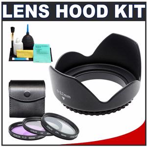 Zeikos 52mm Professional Tulip Hard Lens Hood with 3 (UV/FLD/CPL) Filter Set + Accessory Kit - Digital Cameras and Accessories - Hip Lens.com