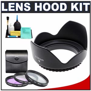 Zeikos 58mm Professional Tulip Hard Lens Hood with 3 (UV/FLD/CPL) Filter Set + Accessory Kit - Digital Cameras and Accessories - Hip Lens.com