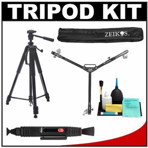 Zeikos 75" ZE-TR125B Professional Series Tripod with 3-Way Fluid Panhead & Case with W3 Universal Dolly + Lenspen + Accessory Kit - Digital Cameras and Accessories - Hip Lens.com
