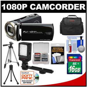 Bell & Howell DV12HDZ 1080p HD Video Camera Camcorder (Black) with 16GB Card + Case + Tripod + LED Video Light + Kit