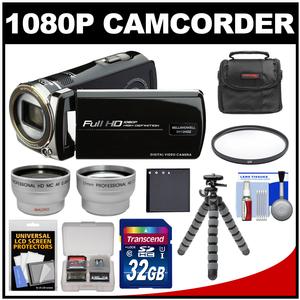 Bell & Howell DV12HDZ 1080p HD Video Camera Camcorder (Black) with 32GB Card + Battery + Case + Flex Tripod + Filter + Tele/Wide Lens Kit