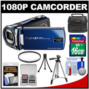 Bell & Howell DV12HDZ 1080p HD Video Camera Camcorder (Blue) with 16GB Card + Case + Tripod + Filter + Accessory Kit