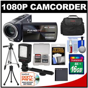 Bell & Howell DV2300HDZ 23x 1080p HD Digital Video Camera Camcorder with 16GB Card + Battery + Case + Tripods + LED Video Light + Accessory Kit