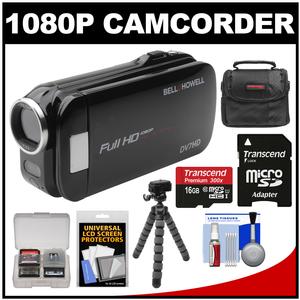 Bell & Howell Slice2 DV7HD 1080p HD Slim Video Camera Camcorder (Black) with 16GB Card + Case + Flex Tripod + Kit