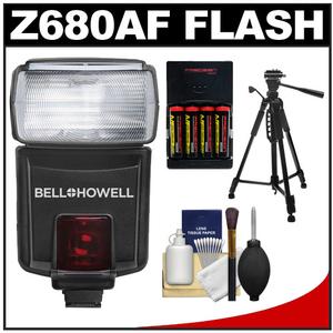 Bell & Howell Z680AF Zoom Flash (for Canon EOS E-TTL) with Tripod  + AA Batteries & Charger + Accessory Kit - Digital Cameras and Accessories - Hip Lens.com