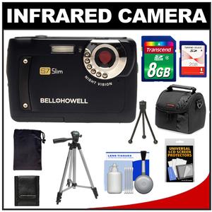 Bell & Howell S7 Slim Digital Camera with Infrared Night Vision (Black) with Pouch & 2GB + 8GB Card + Tripod + Case + Accessory Kit - Digital Cameras and Accessories - Hip Lens.com