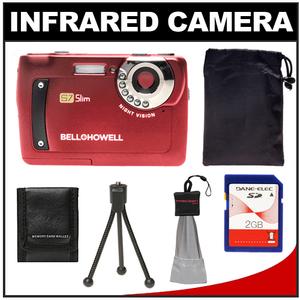 Bell & Howell S7 Slim Digital Camera with Infrared Night Vision (Red) with Pouch & 2GB Card + Accessory Kit - Digital Cameras and Accessories - Hip Lens.com