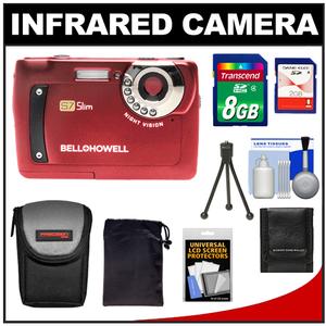 Bell & Howell S7 Slim Digital Camera with Infrared Night Vision (Red) with Pouch & 2GB + 8GB + Case + Accessory Kit - Digital Cameras and Accessories - Hip Lens.com
