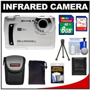 Bell & Howell S7 Slim Digital Camera with Infrared Night Vision (Silver) with Pouch & 2GB + 8GB Card + Case + Accessory Kit - Digital Cameras and Accessories - Hip Lens.com