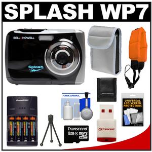 Bell & Howell Splash WP7 Waterproof Digital Camera (Black) with 8GB Card/Reader + Batteries/Charger + Float Strap + Cleaning & Accessory Kit - Digital Cameras and Accessories - Hip Lens.com