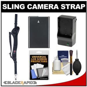 BlackRapid RS-Sport-2L Extreme Sport Slim Camera Strap (Left Handed) with EN-EL14 Battery &amp; Charger + Accessory Kit for Nikon D3100, D3200, D5100, D5200