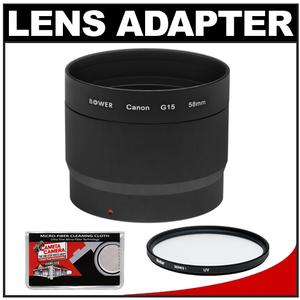 Bower LA-DC58L Conversion Adapter Tube for Canon PowerShot G15 Digital Camera (58mm) with UV Filter