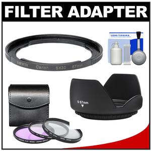 Bower FA-DC67A Adapter Ring for Canon PowerShot SX30 IS & SX40 HS Digital Camera (67mm) with 3 UV/FLD/CPL Filter Set + Hood + Cleaning Kit - Digital Cameras and Accessories - Hip Lens.com