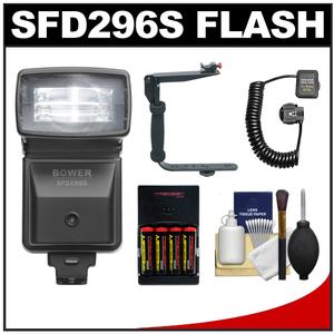 Bower SFD296S Digital Automatic Zoom Flash (for Sony Alpha) with (4) AA Batteries + Bracket + Cord + Cleaning Kit - Digital Cameras and Accessories - Hip Lens.com