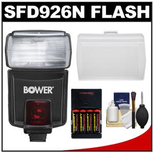 Bower SFD926N Digital Autofocus Power Zoom Flash (for Nikon i-TTL) with (4) AA Batteries + Diffuser + Cleaning Kit - Digital Cameras and Accessories - Hip Lens.com