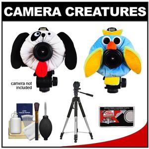 Camera Creatures Dapper Dog and Outrageous Owl Portrait Posing Prop with Tripod + Cleaning Accessory Kit - Digital Cameras and Accessories - Hip Lens.com