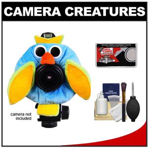 Camera Creatures Outrageous Owl Portrait Posing Prop - Blue owl with yellow wings with Cleaning Accessory Kit - Digital Cameras and Accessories - Hip Lens.com