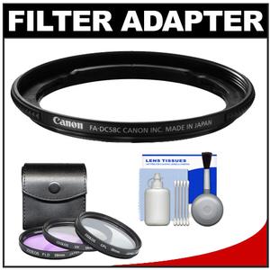 Canon FA-DC58C Adapter Ring for PowerShot G1 X Digital Camera (58mm) with 3 (UV/FLD/PL) Filters + Cleaning Kit - Digital Cameras and Accessories - Hip Lens.com