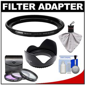 Canon FA-DC58C Adapter Ring for PowerShot G1 X Digital Camera (58mm) with 3 (UV/FLD/PL) Filters + Lens Hood + Cleaning Kit - Digital Cameras and Accessories - Hip Lens.com