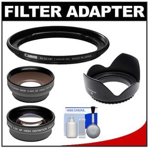 Canon FA-DC58C Adapter Ring for PowerShot G1 X Digital Camera (58mm) with Wide Angle & Telephoto Lenses + Lens Hood + Cleaning Kit - Digital Cameras and Accessories - Hip Lens.com