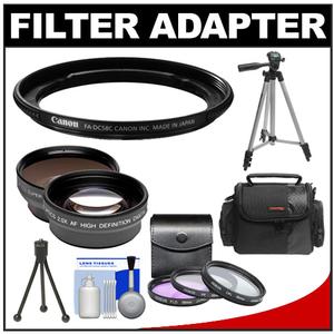 Canon FA-DC58C Adapter Ring for PowerShot G1 X Digital Camera (58mm) with 3 (UV/FLD/PL) Filters + Wide Angle & Telephoto Lenses + Case + Tripod + Accessory Kit - Digital Cameras and Accessories - Hip Lens.com