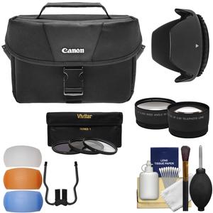 Canon 100ES DSLR & Video Camera Case with Flash Diffusers + 3 Filters + Hood + Wide/Tele Lens Kit for 18-55mm IS Lens Canon 100ES DSLR & Video Camera Case with Flash Diffusers + 3 Filters + Hood + Wide/Tele Lens Kit for 18-55mm IS Lens