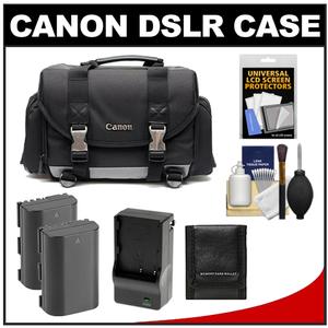 Canon 200DG Digital SLR Camera Case - Gadget Bag with 2 LP-E6 Batteries & Charger + Accessory Kit