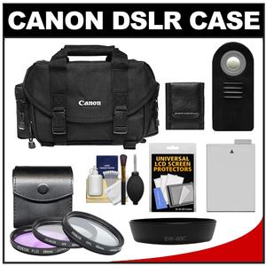 Canon 2400 Digital SLR Camera Case - Gadget Bag with 3 UV/FLD/CPL Filters + LP-E8 Battery + Remote + Hood + Accessory Kit - Digital Cameras and Accessories - Hip Lens.com