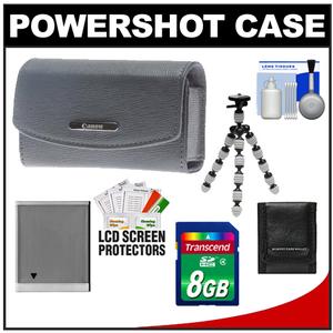 Canon PowerShot PSC-2050 Leather Digital Camera Case (Gray) with 8GB Card + NB-6L Battery + Tripod + Accessory Kit - Digital Cameras and Accessories - Hip Lens.com