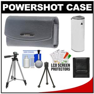 Canon PowerShot PSC-2050 Leather Digital Camera Case (Gray) with NB-9L Battery + Tripod + Accessory Kit - Digital Cameras and Accessories - Hip Lens.com