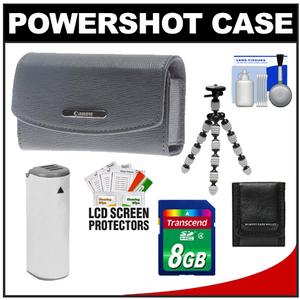 Canon PowerShot PSC-2050 Leather Digital Camera Case (Gray) with 8GB Card + NB-9L Battery + Tripod + Accessory Kit - Digital Cameras and Accessories - Hip Lens.com