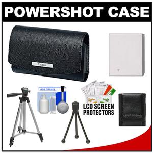 Canon PowerShot PSC-2060 Leather Digital Camera Case (Black) with NB-4L Battery + Tripod + Accessory Kit - Digital Cameras and Accessories - Hip Lens.com